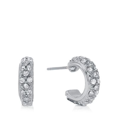 Silver plated crystal creole hoop earrings